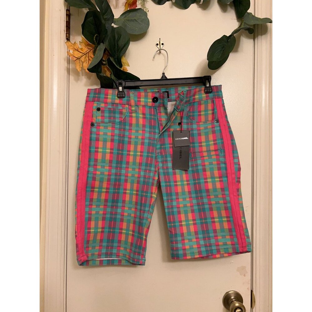 Decibel Mens Golf Shorts Clown core Plaid 32/Outside